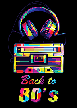 Retro 80s Cassette Player and Headphones