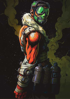 Post-apocalyptic character with gas mask