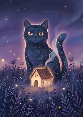Celestial Cat and Cozy House