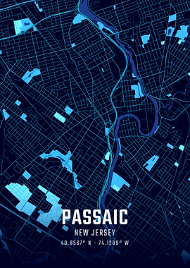 Passaic New Jersey Midnight City Map