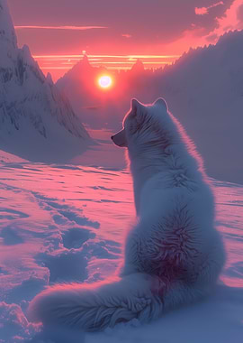 Arctic Fox Watching Sunset