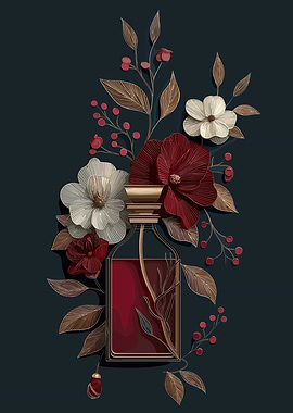 Floral Perfume Bottle Arrangement
