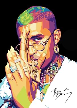 Bad Bunny Pop Art Portrait