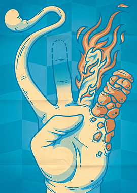 Burning Peace Sign Hand