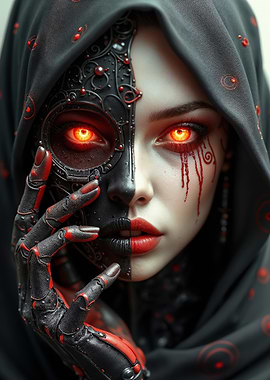 Cyberpunk Woman with Glowing Eyes