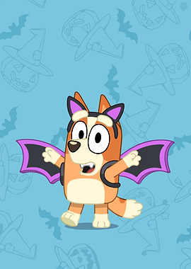 Bluey dressed as a bat for Halloween