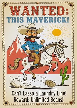 Wanted Poster Cowboy Riding Horse