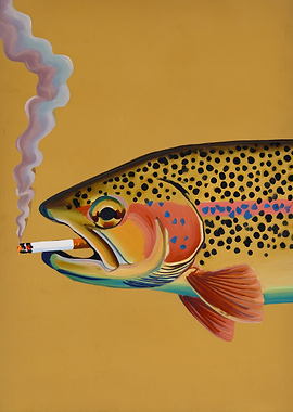 Smoking Rainbow Trout Painting