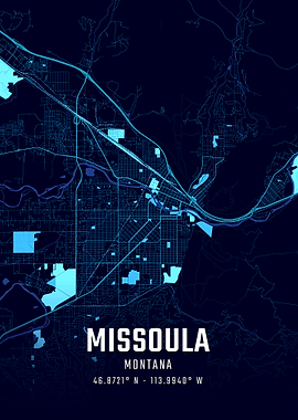 Missoula Montana Midnight City Map