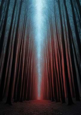 Mystical Forest Path with Light