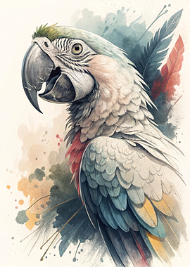 Watercolor Macaw Portrait