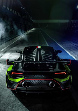 Lamborghini Race Car at Night