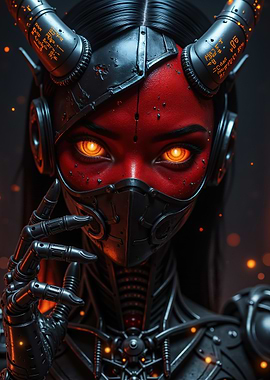 Cyberpunk Demon with Glowing Eyes