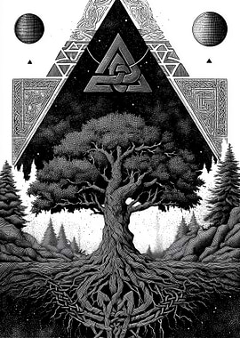 Mystical Tree of Life with Celtic Knot