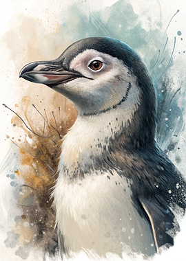 Watercolor Penguin Portrait