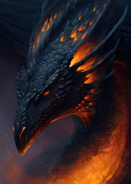 Fiery Dragon Head Portrait