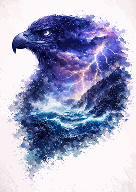 Eagle Head with Cosmic Storm