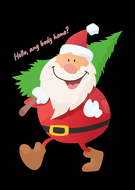 Santa Claus carrying a Christmas tree