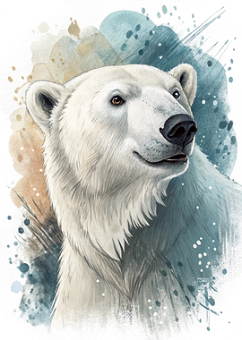 Watercolor Polar Bear Portrait