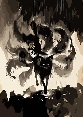 Nine-tailed Fox in the Rain