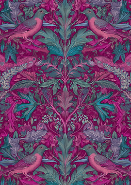 Victorian Bird and Floral Pattern