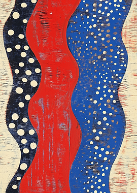 Abstract Wavy Stripes with Polka Dots