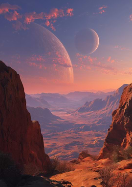 Alien Landscape with Two Moons