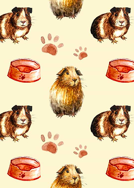 Watercolor Guinea Pig Pattern