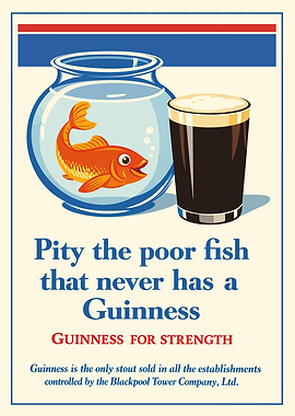 Guinness Poster with Fish and Beer