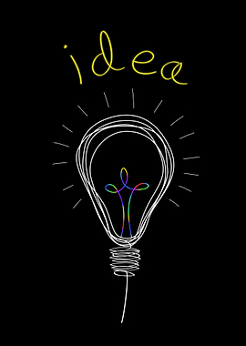 Idea Light Bulb with Rainbow Filament