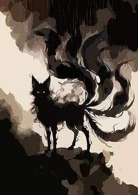 Mystical Fox in Stormy Atmosphere