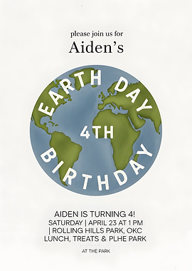 Aiden's Earth Day Birthday Invitation