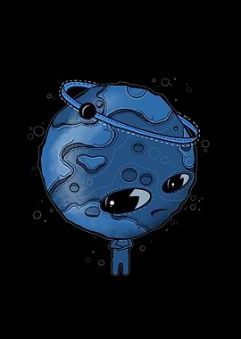 Sad Planet Character with Ring