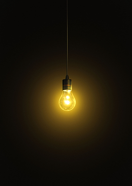 Single Light Bulb Glowing