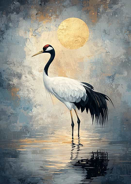 Japanese Crane Serenity Wall Art