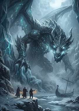 Ice Dragon Confronts Adventurers