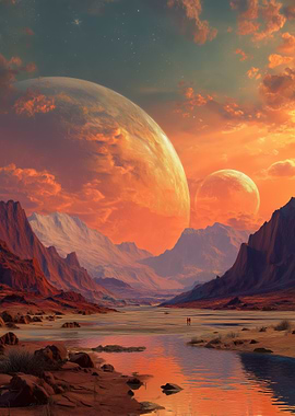 Alien Landscape with Two Moons