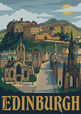 Edinburgh Cityscape with Castle