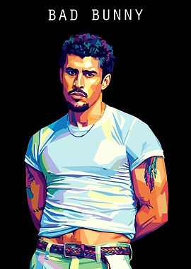 Bad Bunny Pop Art Portrait