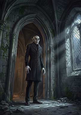 Gothic Vampire in Ruined Castle