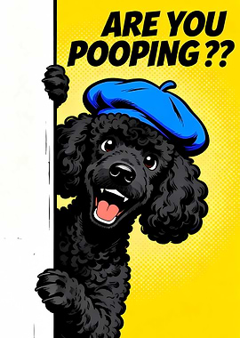 Black Poodle Wearing Beret
