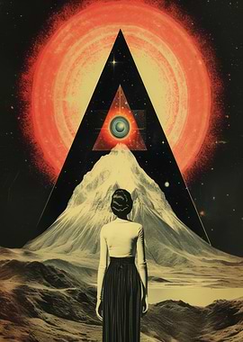 Woman Gazing at Cosmic Mountain