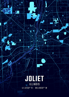 Joliet Illinois Midnight City Map