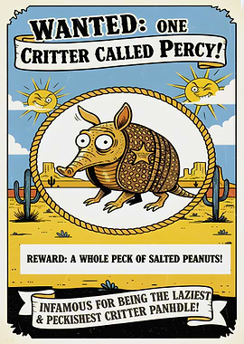 Wanted Poster for Percy the Armadillo