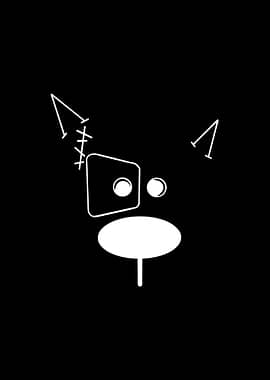 Minimalist Dog Face with Stitched Ear