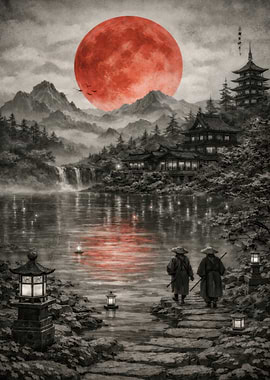 Samurai under a Blood Moon