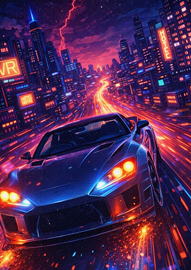 Car Racing in Neon City