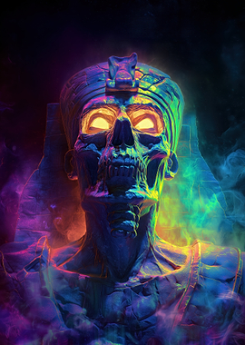 Scary Egyptian Mummy with Glowing Eyes