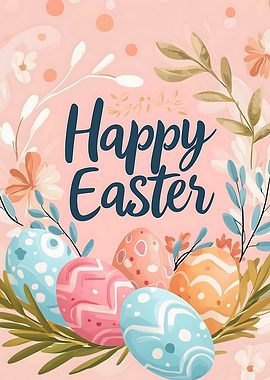 Happy Easter floral greeting card