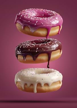 Stack of Three Frosted Donuts